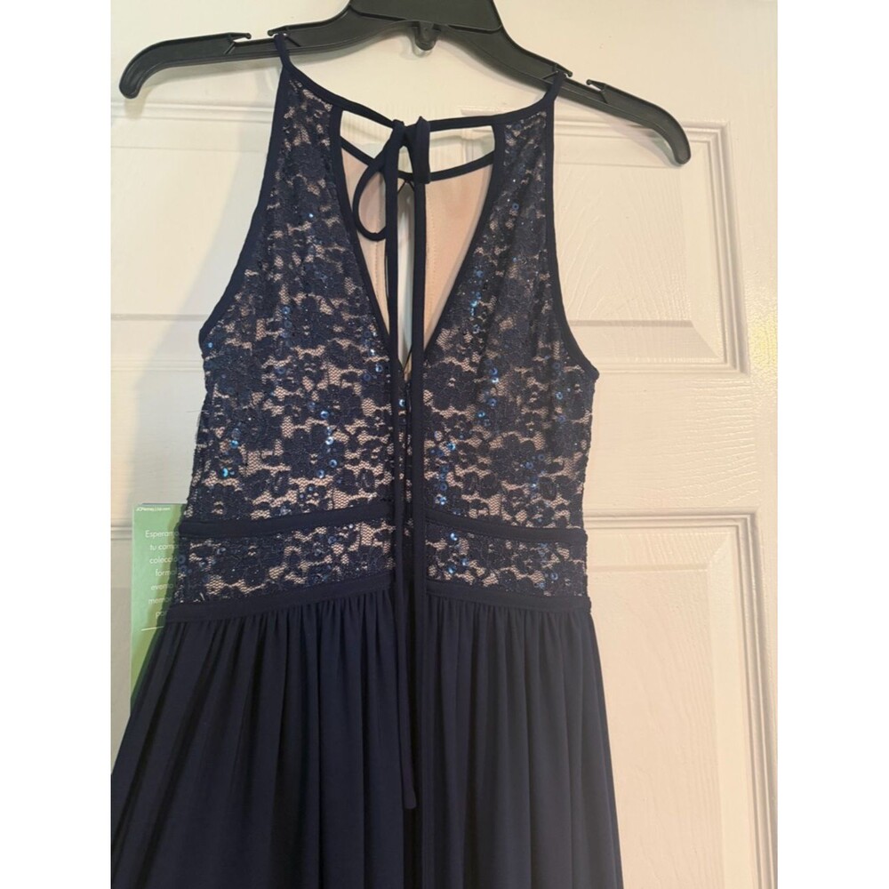 Morgan & Co. Navy Lace Evening Dress NWT - Picture 5 of 9